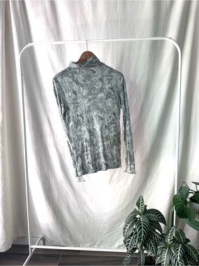 Paisley Mock-Neck Long Sleeve Top - Sage Green